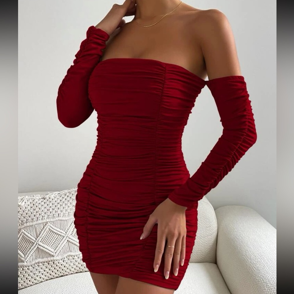 SHEIN | Dresses | Shein Off Shoulder Ruched Bodycon Dress | Poshmark